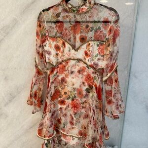 Thurley Red and Pink Floral Sheer Blouse